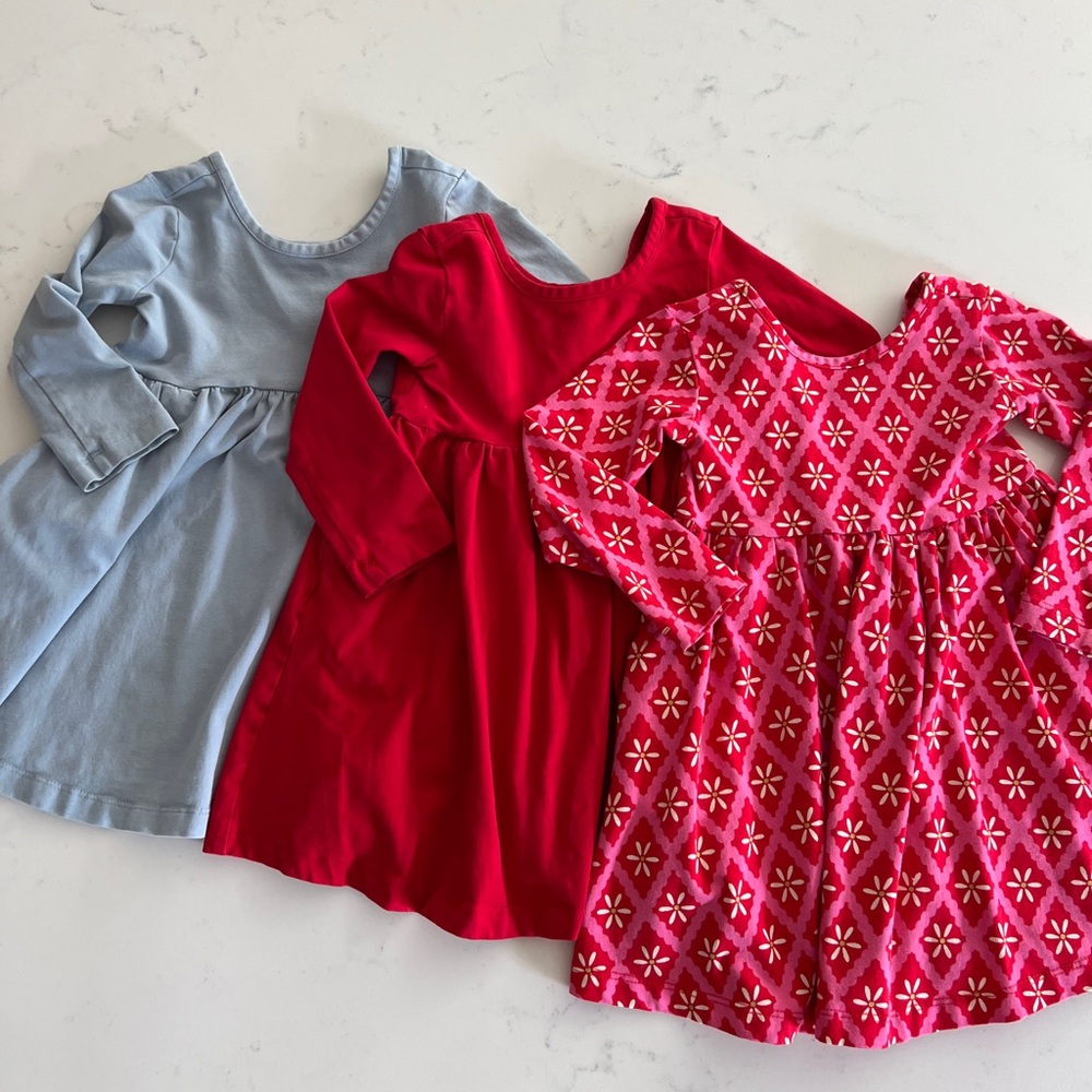 Hanna Andersson Kids Dress Trio - Blue, Red & Red Floral